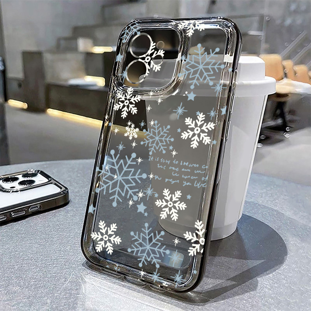 Apple Iphone 15 Pro Max - เคสโทรศัพท์ใสลายเกล็ดหิมะต้นคริสต์มาสสำหรับฤดูหนาว สำหรับ iPhone 18 17 16